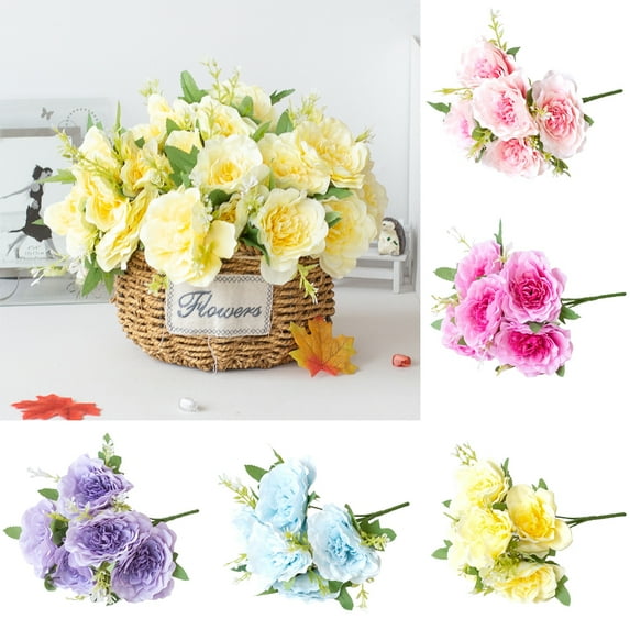 D-GROEE Roses Artificial Flowers Faux Silk Rose Flowers with Stem Artificial Roses Bouquet for Home Wedding Party Decoration