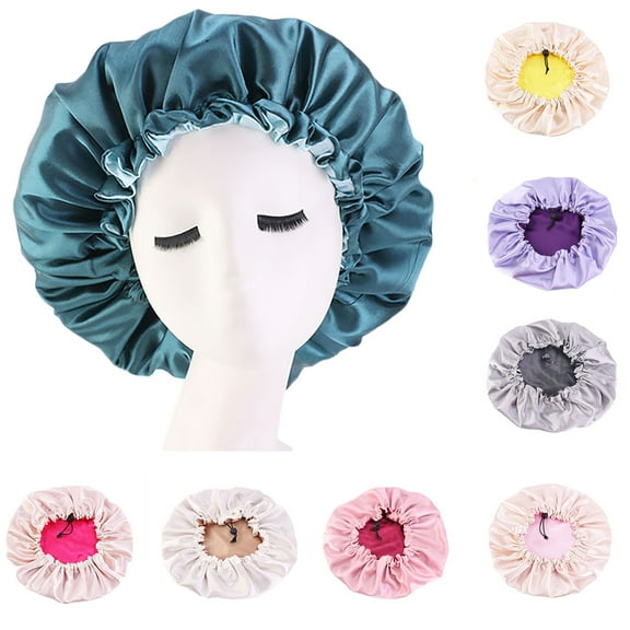 D-GROEE Satin Bonnet Sleep Bonnet Cap - Large Double Layer Reversible Adjustable Satin Cap for Sleeping Hair Bonnet
