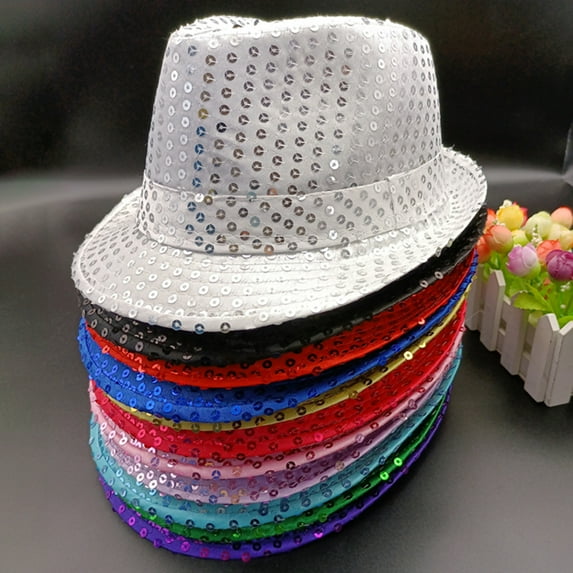 D-GROEE Sequin Fedora for Men and Woman | Cosplay Mardi Gras Party Favor Hats Raves Concerts Costume Accessories