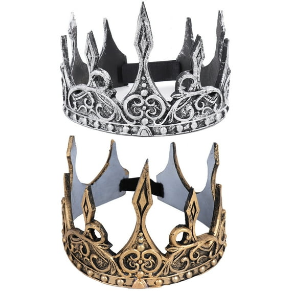 D-GROEE Simulation Crown for Men - Faux Leathe Men's Crown Prince Tiara for Wedding Birthday Prom Party Halloween Decorations