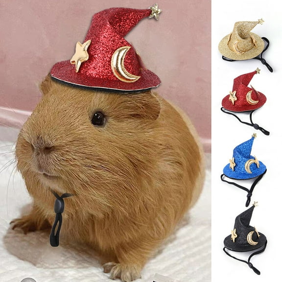 D-GROEE Small Pet Halloween Costume Guinea Pig Witch Hat Lizard Witch Head Accessories Hamster Cap for Hedgehog Chinchilla Ferret and Similar Breeds