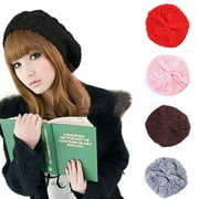 D-GROEE Soft Lightweight Crochet Beret for Women Solid Color Beret Hat - One Size Slouchy Ski Beanie