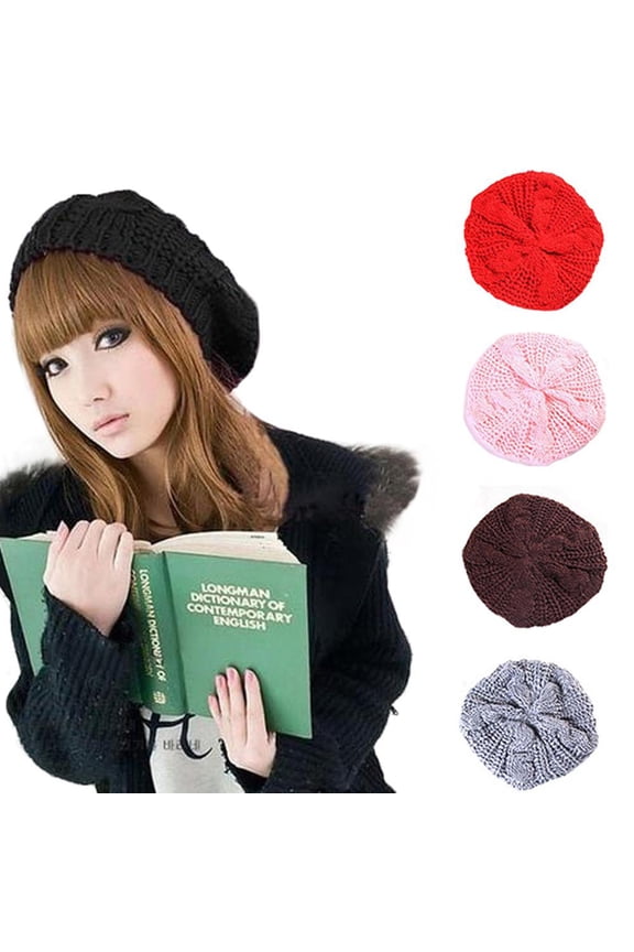 Soft Lightweight Crochet Beret for Women Solid Color Beret Hat - One Size Slouchy Ski Beanie