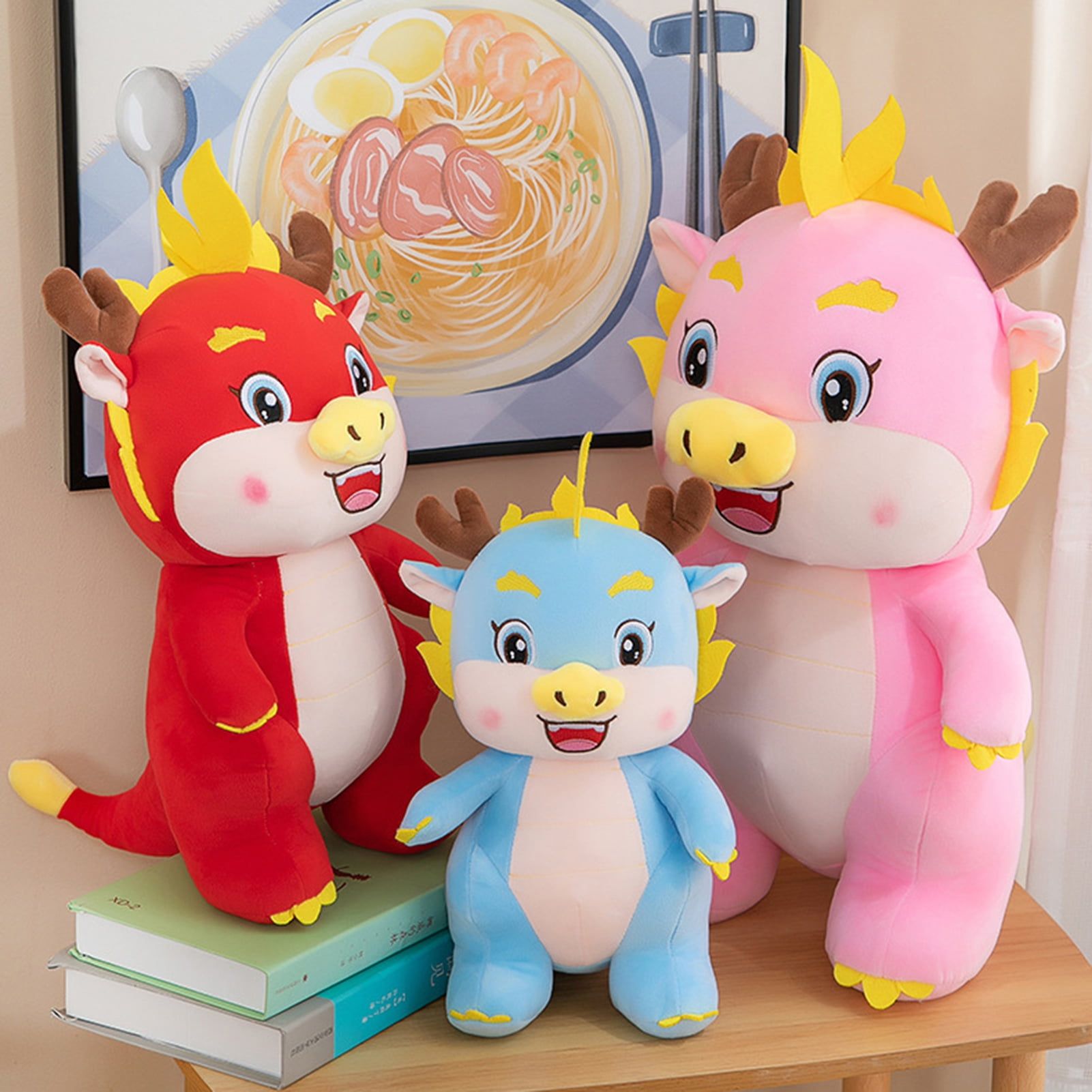 DGROEE Soft Plush Dragon Toy Cartoon Dragon Plush Year of 2024 Chinese Zodiac Dragon Mascot