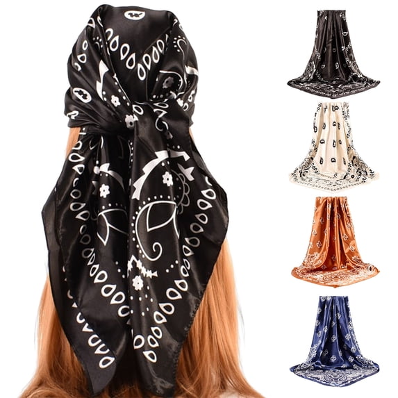 D-GROEE Square Polyester Head Scarf - Hair Scarf Square Hair Bandanas Large Scarf Sleeping Head Wraps Neck Scarf for Women