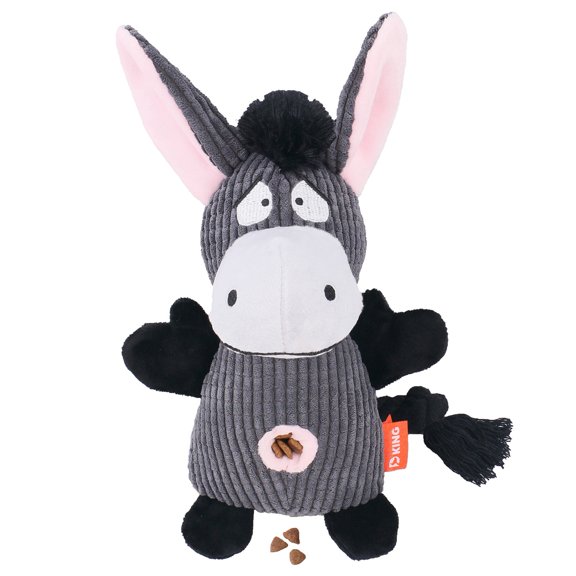 D-GROEE Squeaky Puppy Toys, Plush Puppy Chew Toys for Teething, Small Dog Toys for Small Breed, Cute Donkey Shape Interactive Dog Toys for Pet Training and Entertaining