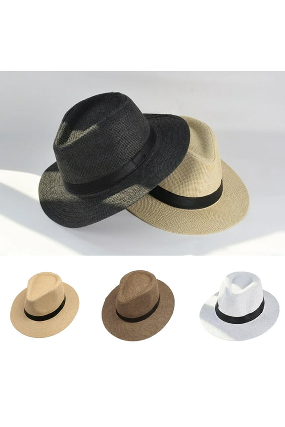 Straw Hats for Women Summer Beach Sun Hat Wide Brim Fedora Cap UPF50+