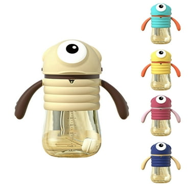 D-GROEE Straw Sippy Cup with Handles for Baby and Toddlers, 240ml Cartoon Shape Leakproof Soft Silicone Straw Infant Water Bottle