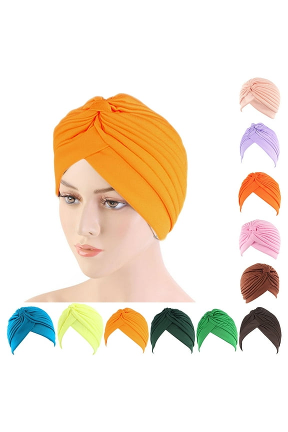 Stretch Pleated Turbans Fabric Turban Anti-UV Sun-proof Head Turbans Head Turbans No Brim Beanie Hat Party Turbines for Women Girls