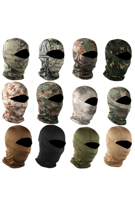 Summer Camo Print Balaclava Face Cover Breathable Sun Dust Protection Neck Gaiter Scarf Full Face Cover for Outdoor Activities