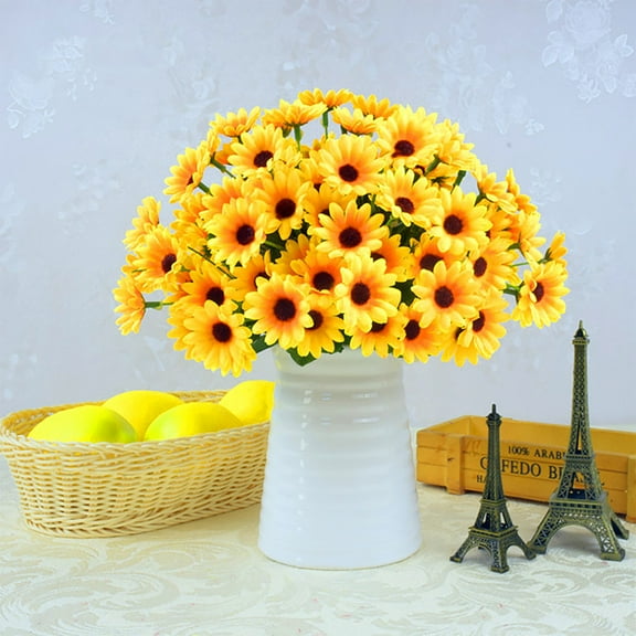 D-GROEE Sunflowers Artificial Flowers Spring Summer Decor, 4 Pack Fake Flowers Silk Faux Sunflower Bouquet Arrangement for Vase Wedding Table Home Porch Indoor Outdoor Bee Day Decorations