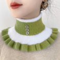 thumbnail image 1 of D-GROEE Thermal Scarf Women Winter Scarf Fake High Collar Color Matching Ruffle Decor Knitted Elastic Warm Windproof Neck Protection Decorative Neck Warmer, 1 of 7