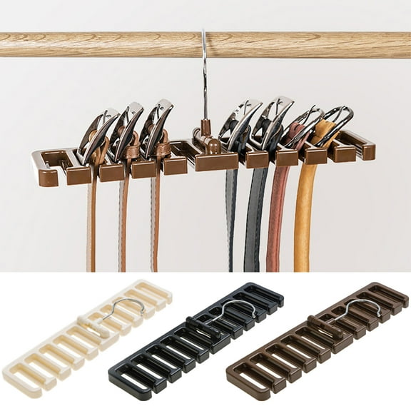 D-GROEE Tie Rack Holder,Rotate to Tie and Belt Hanger With Non-Slip Clips, Space Saving Organizer Storage Rack