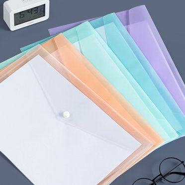 D-GROEE Transparent Filing Envelopes, 12.8" x 9.06", Multicolor, 5 Pieces