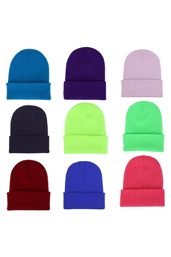 Unisex Classic Warm Winter Hats Woolen Yarn Roll up Edge Knit Cuff Beanie Cap Daily Beanie Hat