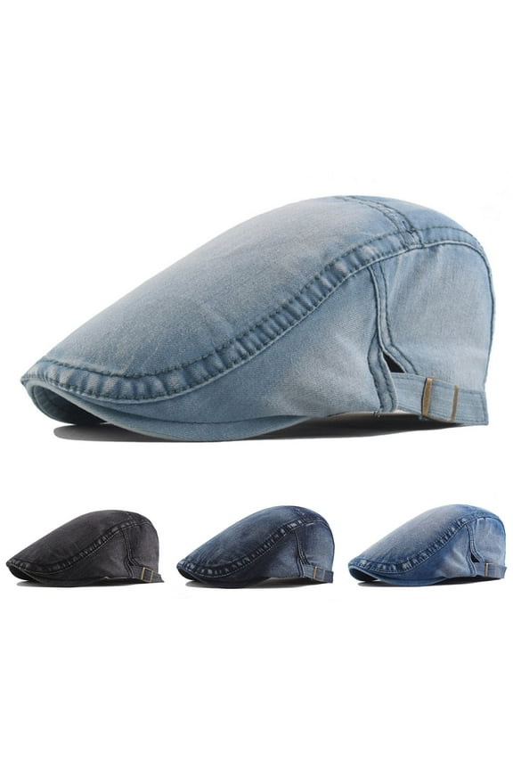 Unisex Denim Newsboy Hats Flat Retro Style Cabbie Driving Berets Hat Cotton Dad Cap for Men Women