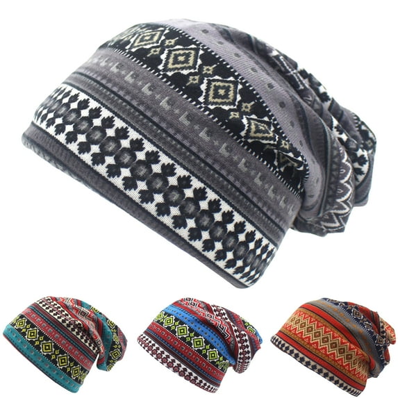 D-GROEE Unisex Skullies Beanies Knitting Printing Vintage Bonnet Cap Autumn Winter Casual Beanies Hat