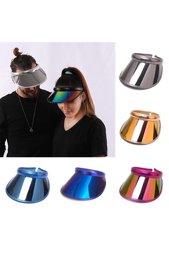 Unisex Sun Cap, Iridescent Mirrored Sun Visor Hat UV Protection Hat for Hiking, Golf, Tennis, Outdoors