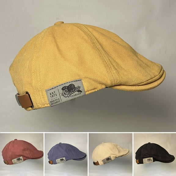 D-GROEE Vintage Beret Cap Driver Snap Hat Peaky Newsboy Hunting Beret Flat Cap Sun Protection Herringbone Caps for Men