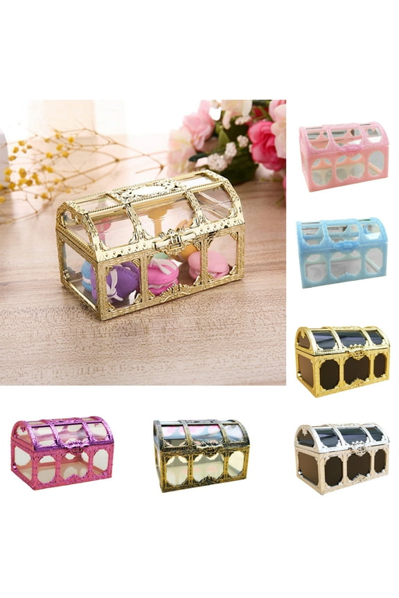 Vintage Clear PP Jewelry Trinket Box Shadow Vanity Rings Earrings Box Organizer Cards Collection Display Case Decorative Keepsake Box with Lid for Home Decor