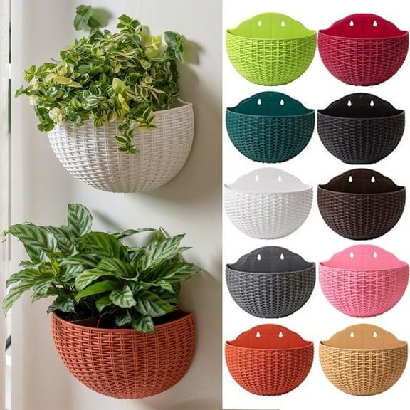 D-GROEE Wall Planter Pots Outdoor Use Plastic, Small Wall Mounted Flowers Plant Basket for Home Garden Porch Balcony Kitchen Wall Decoration