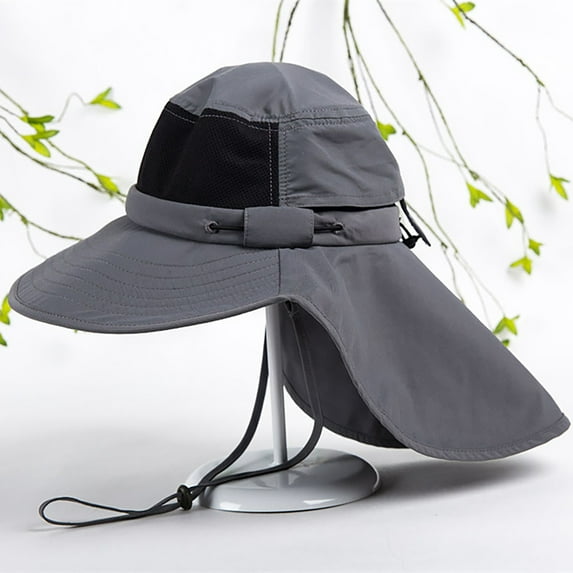D-GROEE Wide Brim Adjustable Strap Sun Hat with Neck Flap, UPF 50+ Hiking Safari Fishing Caps for Men and Women