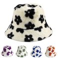 thumbnail image 1 of D-GROEE Winter Bucket Hats for Women Flower Pattern Plush Warm Soft Comfortable Cap Fisherman Hat, 1 of 8