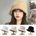thumbnail image 1 of D-GROEE Winter Faux Bucket Hat Wool Fluffy Plush Bucket Hat Thick Fuzzy Fisherman Hat, 1 of 6