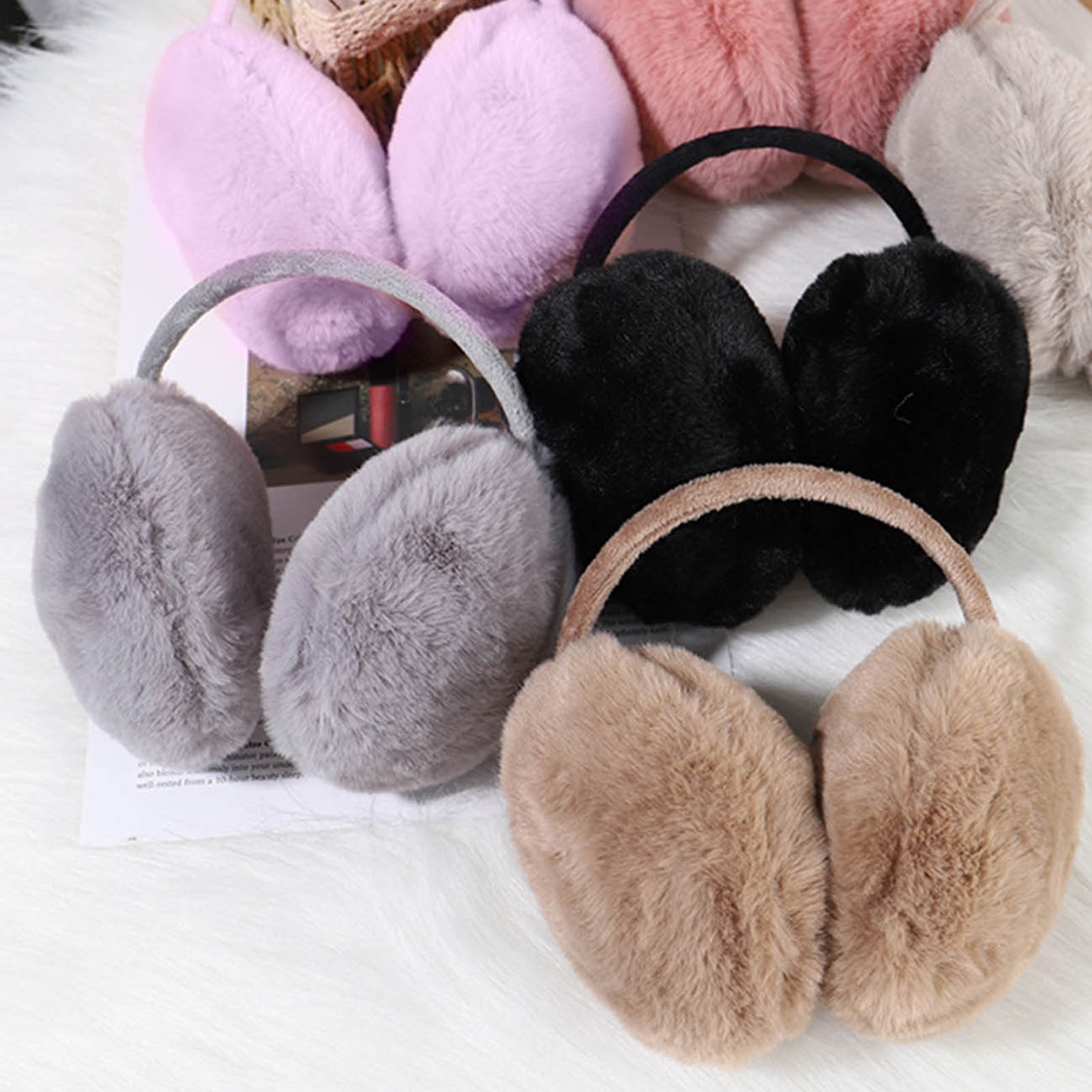 D GROEE Winter Fluffy Earmuff Ear Warmers Wraps Shield Behind The Head 