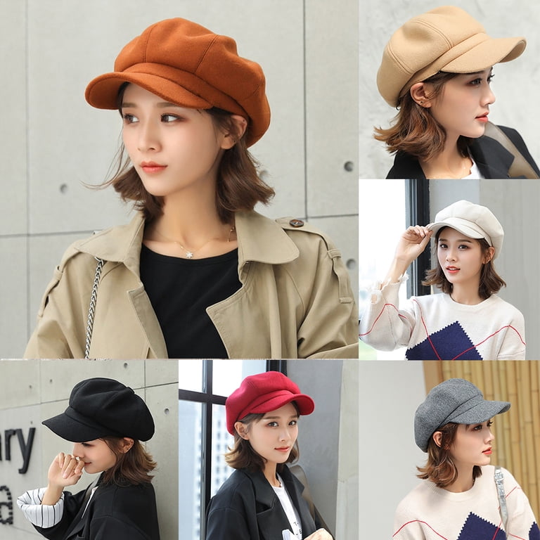 D-GROEE Women Beret Newsboy Hat British Style Wool Cap  display picture 3
