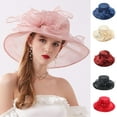 thumbnail image 1 of D-GROEE Women Church Cap Foldable Wide Brim Summer Sun Hat with Rhinestones Buckle for Party Wedding, 1 of 7
