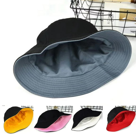 D-GROEE Women Cute Bucket Hat - Summer Fisherman Cap Solid Color Bucket Hat Cotton Reversible Beach Sun Hat for Unisex Outdoor Sports