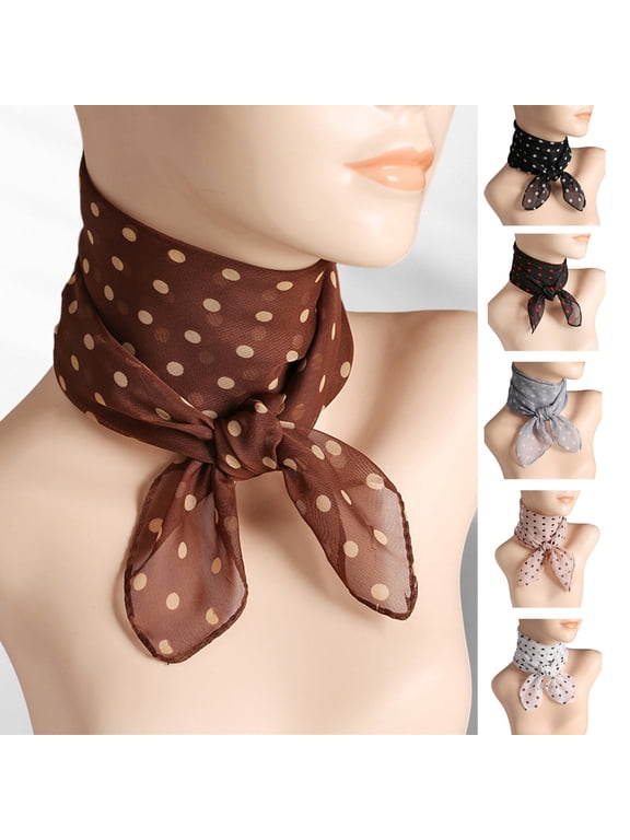 Women Dot Print Square Scarves Chiffon Kerchief Neck Scarf Neckerchief Headband