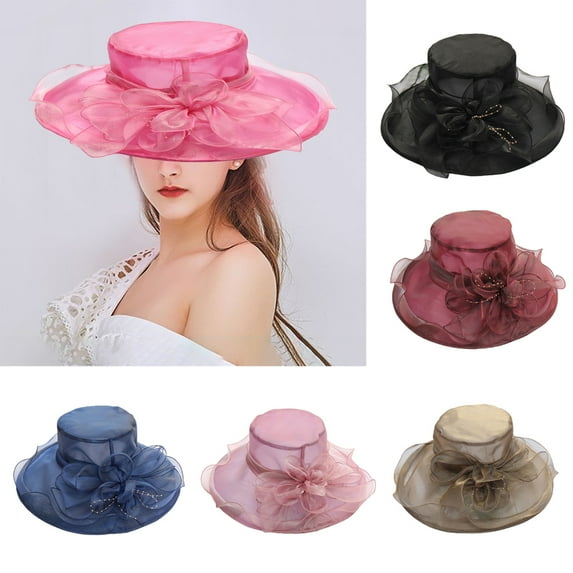 D-GROEE Women Foldable Net Yarn Fascinator Lady Cocktail Tea Party Church Wedding Bridal Flower Hat