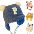 thumbnail image 1 of D-GROEE Women Girl Winter Earflap Hats Plush Soft Warm Lace-Up with Rope Earflap Hood Cozy Letter Embroidery Beanie, 1 of 8