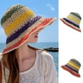 thumbnail image 1 of D-GROEE Women Straw Hat Wide Brim Beach Sun Cap Rainbow Colors Lady Bucket Hat for Travel Decoration Summer Vacation Soft Lightweight and Breathable, 1 of 7