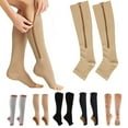 thumbnail image 1 of D-GROEE Women Zipper Compression Socks - Calf Knee High Stocking - Open Toe Compression Socks for Walking，Runnng，Hiking and Sports Use, 1 of 1