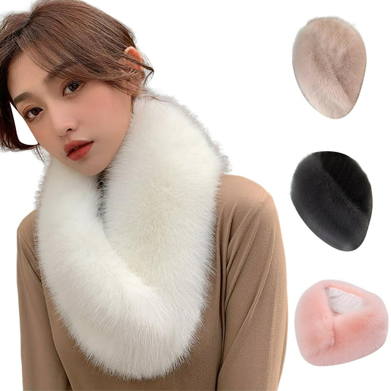 D-GROEE Women's Elegant Warm Faux Fur Scarf Stand-up Collar Scarf, Soft  Neck Warmer for Winter
