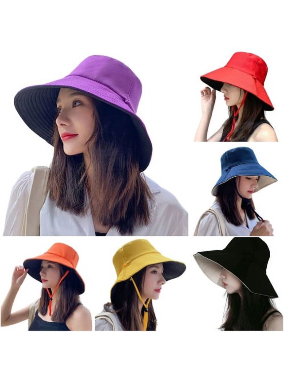 D GROEE Womens Sun Hat Packable Double layered Bucket Hat UV Sun Wide Brim Summer Beach Cap