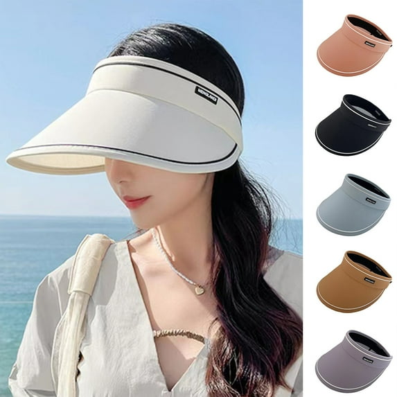D-GROEE Womens Sun Visors with UV Protection Letter Decor Sports Sun Visor Hats Cotton Sun Protection Cap Hats