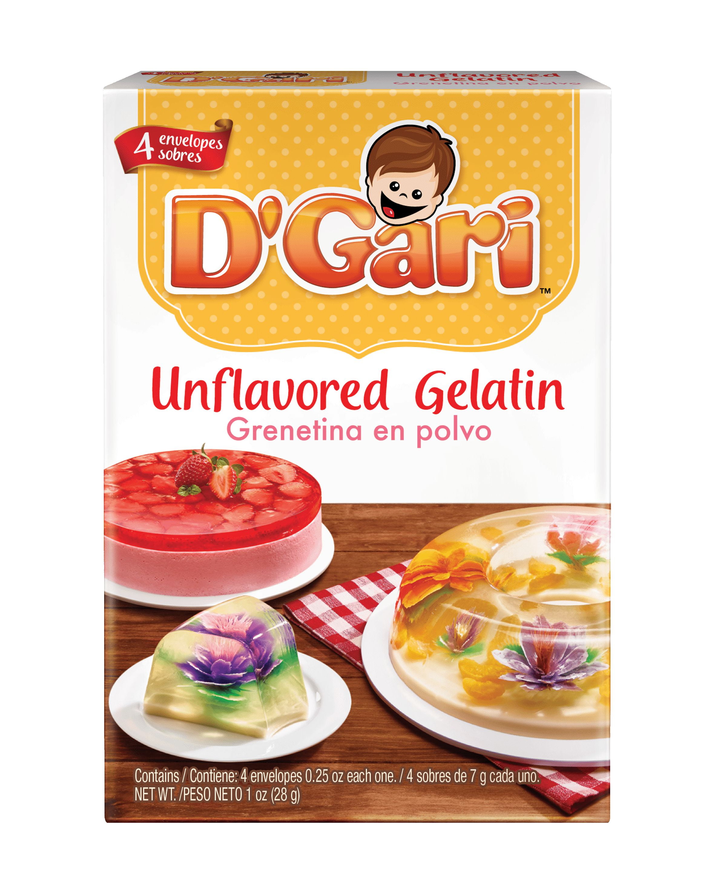 D'Gari Unflavored Gelatin, 0.25 oz Each one, 4 Pack