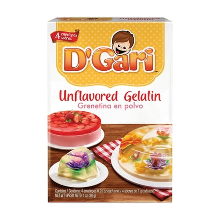 D'Gari Unflavored Gelatin, 0.25 oz Each one, 4 Pack