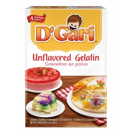 D'Gari Unflavored Gelatin Dessert Mix 1 oz (Pack of 2)