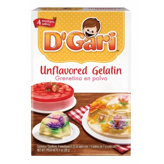 D'Gari Unflavored Gelatin Dessert Mix 1 oz (Pack of 6)