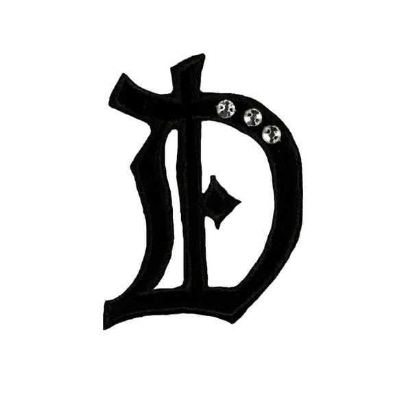 D Gothic Letter Patch With jewels Initials Badge Embroidered Sew On Applique