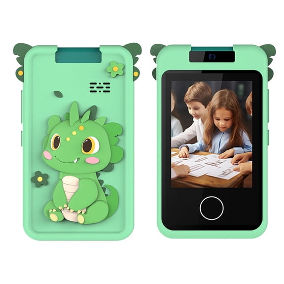 D Green Kids Mini Phone Camera Toy Dual Lens Photo Video With Sticker Function Interactive Learning