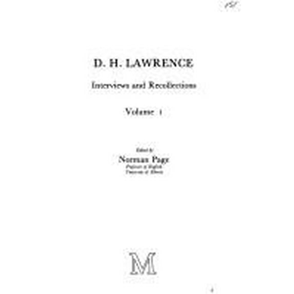Pre-Owned D. H. Lawrence : Interviews and Recollections (Hardcover) 9780389200703