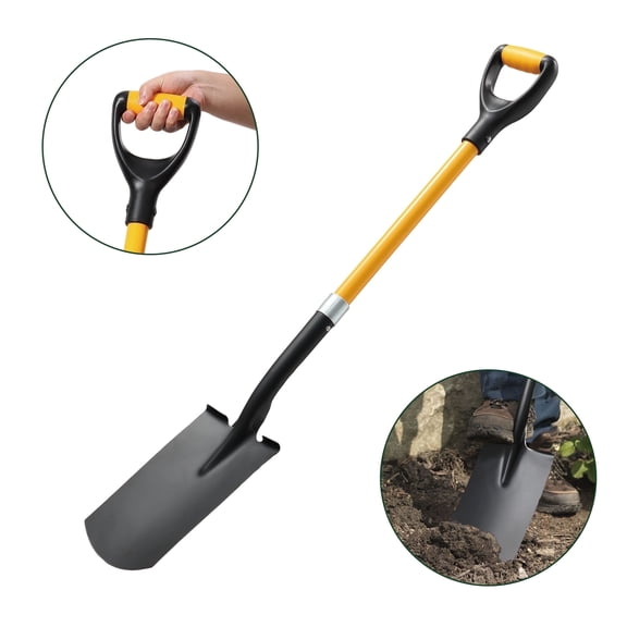 FENHRTVM Shovel Digging Hole, 42in Comfortable D-Handle Garden Spade Made by Blake Steel,4.4LBS