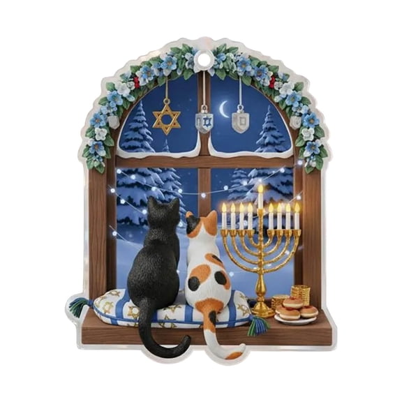 D Hanukkah Themed Window Suncatchers With Pendant For Holiday Light And Decor