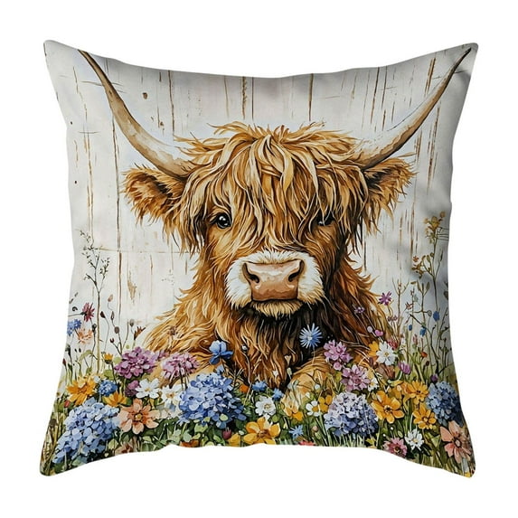 D Highland Cow Print Pillowcase Style D 45X45Cm Without Insert For Home d-highland-cow-print-pillowcase-style-d-45x45cm-without-insert-for-home
